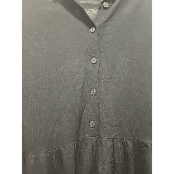 COS Women Size Small Black Oversized Tunic Top LAGENLOOK Wool Minimalist Button - Picture 5 of 7